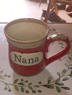 Cracker Barrel Nana Red and Cream Ceramic Coffee Mug